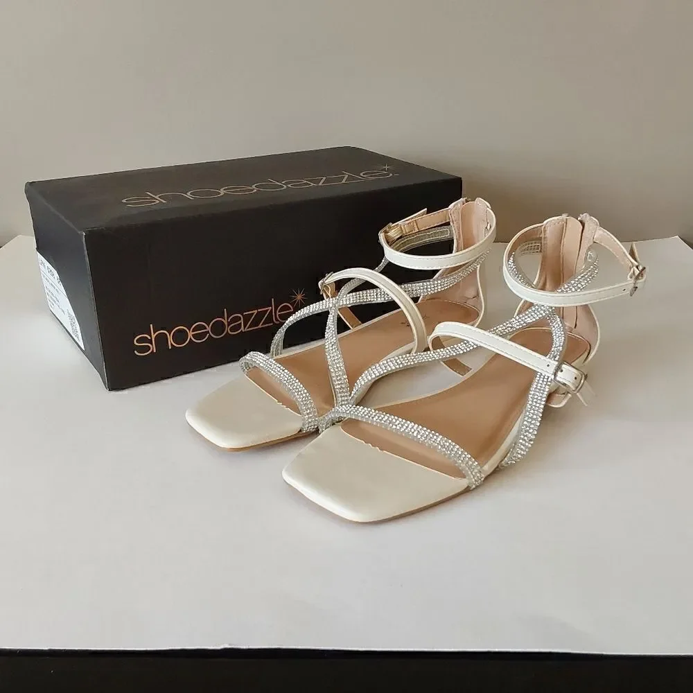 Shoe Dazzle Sandals Sz 8 Bone New